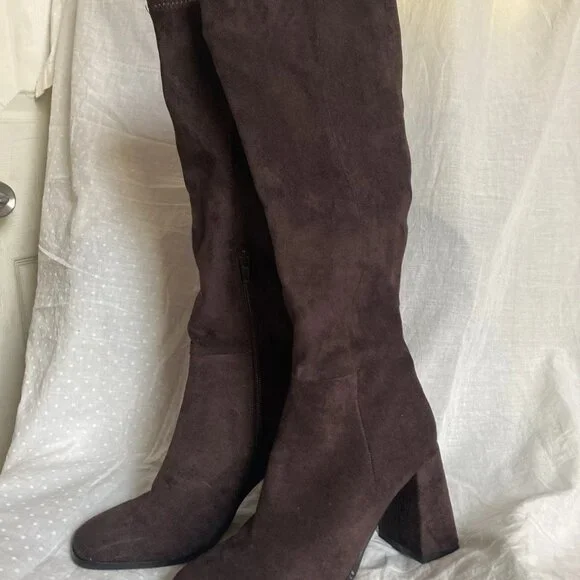 Women’s Steve Madden Brown Livah Knee High Black Zip Up Boots Size 6 Brand New - Picture 2 of 9